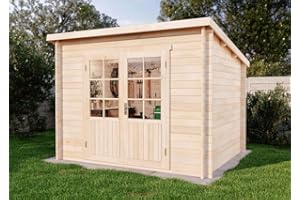 Alpholz Gartenhaus Maria aus Massiv-Holz | Gerätehaus mit 28 mm Wandstärke | Garten Holzhaus inklusive Montagematerial | Geräteschuppen Größe: 300 x 250 cm | Pultdach…