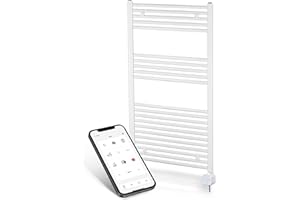 anapont Scaldasalviette elettrico da bagno, 1175 x 600, bianco, timer programmabile tramite app, scaldasalviette, scaldasalviette, riscaldamento elettrico, riscaldamento asciugamani