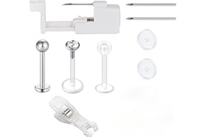 NIUSIMAN Tragus Helix Piercing Pistola Kit per labbro lingua orecchio naso ombelico indolore Ago Piercing Gun Kit Corpo Piercing Aghi Kit strumenti acciaio inox Piercing Gun (Kit piercing elica)