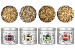 TMKEFFC 4Pcs Smoking Wood Chips, Perfect for Smoker Gun, Smoking Food Drinks Cocktail, 100% Natural Smoking Dust 4 Oz Each - 1x MESQUITE, 1x CHERRY, 1x APPLE, 1x HICKORY