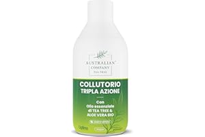 AUSTRALIAN COMPANY TEA TREE Płyn do płukania jamy ustnej o potrójnym działaniu z olejkiem z drzewa herbacianego i organicznym aloesem, pomaga utrzymać jamę ustną w czystości i zapobiega osadzaniu się kamienia nazębnego 400 ml