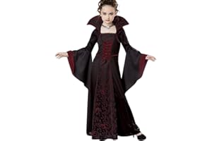 LOBTY Vampire Enfant Déguisement Fille Costume Comtesse Gothique Déguisement Enfant Fille Robe de Sorcière Halloween Robe Princesse Costume Enfant Adultes