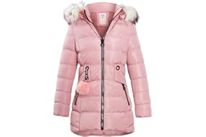 SS7 Girls Padded Coat Showerproof Parka, Faux Fur, Age 3 to 16, Black