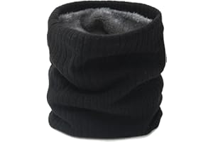 yoofun Thermal Snoods for Men Women Fleece Neck Warmer Unisex Thick Knitted Circle Scarf Winter Warm Neck Gaiter Face Covering for Cycling Running Skiing
