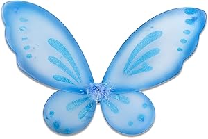 Nenjindz Ali Fata Adulto Bambina Costume Halloween, 1 Pezzi Ali Farfalla Donna Ali da Angelo Blu Accessori Carnevale per Natale Feste（58 * 44cm）