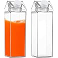 2 X Milk Carton Water Bottles, 1000ml Clear Carton, High-664138
