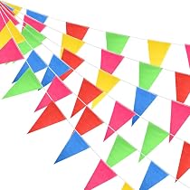 Guirlande Fanions Triangulaires Colorés 80 M - 150 Drapeaux Pour Fêtes Anniversaire Mariage Noël