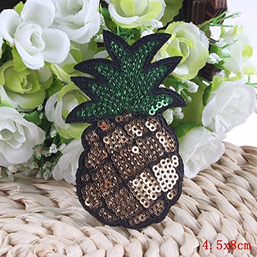 Pailletten Patch Sticker 9 Stück Aufnäher Kleidung Patch Lippfenstift Ananas Kirschen Cup Cake Kuss und Mehr - 5