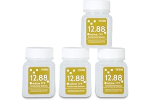 YINMIK étalonnage de la conductivité Solution EC 12.88 mS/cm, Sel de conductivité étalon Solution d'étalonnage pour testeur de salinité 5 en 1, compteur EC, Testeur TDS, 4 bouteilles de 50 ml