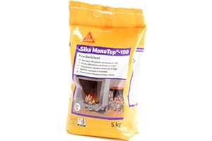 SIKA - Mortero refractario de fraguado rápido - Sika Monotop-100 Fire Resistant - Gris - Para la construcción y reparación de elementos resistentes al calor hasta 750°C - Gris - 5kg