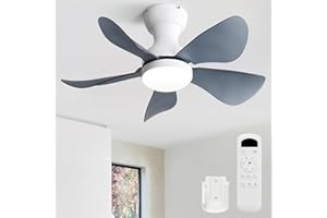 Sofucor 74cm Ventilatore da Soffitto con Luce LED, Dimmerabile 3CCT, Telecomando, 6 Velocità, Timer, Silenzioso Lampada Ventilatore da Soffitto per Soggiorno, Cucina, Camera da Letto
