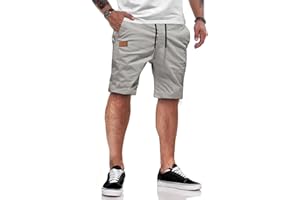 JMIERR Kurze Hosen Herren Shorts Herren Sommer Chino Baumwolle Elastische Taille mit Taschen