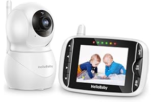 HelloBaby Monitor mit Kamera und Audio, IPS-Bildschirm LCD-Display Video-Baby-Monitor Keine WiFi Infrarot-Nachtsicht, Temperatur, 8 Sprachen, Lullaby, Zwei-Wege-Audio-und VOX-Modu (HB66pro) 720p