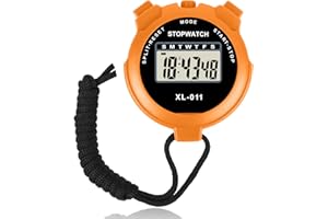 Vicloon Chronomètre Électronique Étanche, Multifonction Chronomètre de Sport, Chronomètre Numérique Chronomètre Montre Numérique d'Arbitre par Intervalles ABS Extérieure avec Lanière (Orange)
