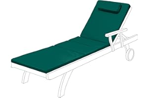 Gardenista Garden Sunlounger Replacement Pad | Sun lounger Recliner Patio Furniture Hypoallergenic Cushion | Water Resistant Fibre Filled | Durable Thick & Comfortable (Green)