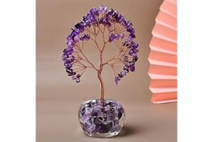 Aisamco Chakra Healing Crystal Tree of Life,Crystals and Healing Stones, Handmade Bonsai Trees,Positive Energy, Wealth, Good Luck,Feng Shui Home Office Decor,Birthday Gifts for Women (Purple)