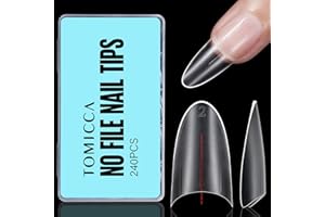 TOMICCA 240 Pièces Demi Capsules Ongles, Amande Moyen Acrylique Français Faux Ongles Pointues Extension Autocollants pour les studios de manucure & Home Nail Art, 12 tailles