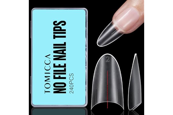 TOMICCA 240 Pièces Demi Capsules Ongles, Amande Moyen Acrylique Français Faux Ongles Pointues Extension Autocollants pour les studios de manucure & Home Nail Art, 12 tailles