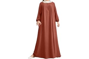 MOGINP Damen Kleid Muslimisches Robe für Damen Arabisch Robe Ramadan Langarm Muslimische Robe Gebet Abaya Kleid Islamischer Naher Osten Dubai Türkei Arabische Muslim Kaftan Kleid Für Ramadan