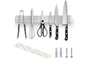 OMECO Barra Magnetica per Coltelli 50 cm Adesiva Portacoltelli Magnetica per Calamite Attrezzi Supporto per Coltelli da Cucina Barra Magnetica Universale Montaggio a Parete