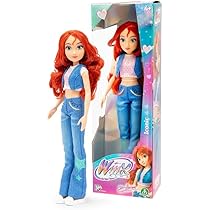 Bambola Winx Bloom Stile Nero-Rosso – Ali Rimovibili E Articolata | Giocattolo 23cm Per Bambine 4+ Anni