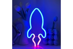 YUEYYNS Razzo Insegne al Neon,LED Razzo Neon USB o Alimentato a Batteria Razzo Neon Sign LED Razzo Neon Signs Adatto Per la Decorazione del bar per feste in camera