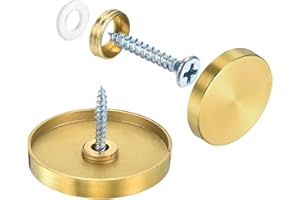 QUARKZMAN 16 Pcs Cache Vis Miroir, 304 Vis en Acier Inoxydable Capuchons Décoratifs Clous de Couverture, Vis Miroir Fixations pour Panneaux de Signalisation Publicité, Diamètre 40mm, Or