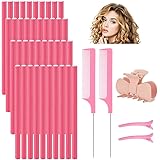 QINERSAW 40 Pz Bigodini Flessibili Bigodini Morbidi 24CM Bastoncini per Capelli in Morbida Schiuma Senza Calore Arricciacapel