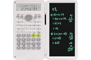 APOLLOPTIMUM Scientific Calculator with Erasable Writing Pad - Professional 10-Digit Scientific Calculators (Non Graphing Calculator) with LCD Drawing Pad and Pen, Battery Powered for Schools, Students, Teachers a