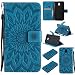 Produktbild Hozor PU Leder Hülle für Samsung Galaxy J7 (2017) / J730Europäische Version5.5 zoll Embossing Prägung Blumen Muster Ledertasche Weiche TPU Soft Rückseite Abdeckung Handytasche Bumper Schutzhülle Brieftasche Flip Case Wallet Cover Bookstyle Handyhülle Tasche Anti-Scratch Shell Folio Klapphülle mit Standfunktion Magnetverschluss und Kredit Kartenfächer - Light Blue