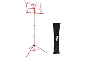 Tiger MUS56-RD Easy Folding and Portable Sheet Music Stand with Bag Included – Red