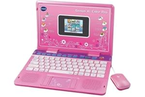 VTech - Genius XL Color Pro Bilingue Rose, Ordinateur Enfant avec Écran Couleur, Souris, 90 Activités Éducatives et Évolutives, Cadeau Enfant de 6 Ans à 11 Ans - Contenu en Français et Anglais
