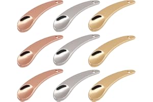 AYWFEY 9 Pack Metal Makeup Spatula, 3 Colors Reusable Crescent Shape Mini Zinc Alloy Facial Cream Cosmetic Spoon Applicator for Beauty Mixing Skincare Cream Lotions Moisturizers Eye Cream Massage Face Mask