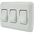 American Technology Components Triple SPST On-Off Switch with Bezel, 12-Volt, for RV, Trailer, Camper (White)