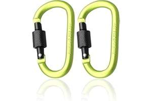 POPOYU 2 moschettoni con chiusura a clip, 7,8 cm, in lega di alluminio verde, con anello a D, per campeggio, escursionismo, viaggi, pesca, zaino, portachiavi all'aperto