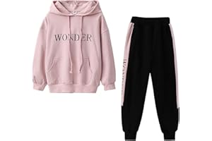 YFPICO Survêtement Ensemble Fille Costumne Sport Jogging Sweat-Shirt Encapuchonné Pull + Pantalon de Sport Hoodies 2 Pièces Vêtement d'automne Printemps