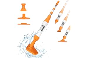 PoolyPoly Poolsauger mit Akku, Pool Bodensauger Handsauger Kabellos, Pool Staubsauger mit Teleskopstange, Poolreiniger für kleine Pools, Spas, Whirlpools - Laufzeit 90 Minuten, Orange