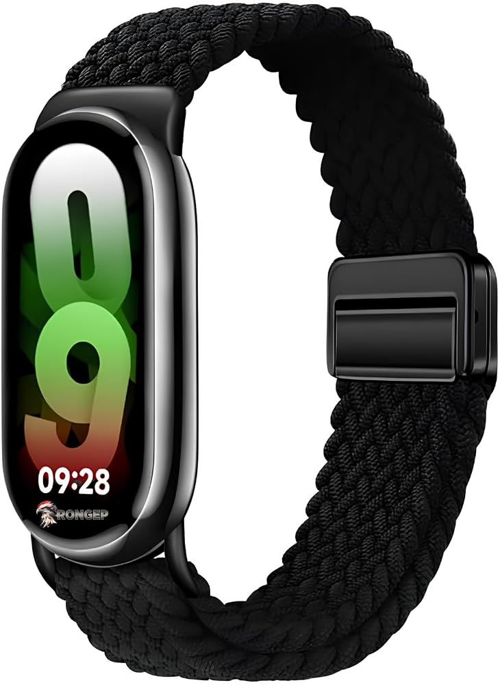 Rongep [Örgü Loop] Xiaomi Mi Band 10/9/8 ile Uyumlu Kordon Manyetik Toka Mekanizmalı Yumuşak ve Konforlu Smart Band10 Kordon Terletmeyen Hafif ve Elastik Kumaşlı Mi Band 10 Kordonu