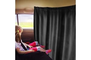 ‎PILISTAR Car Privacy Screen Curtains, 140 x 80 cm, Car Divider Curtains, Sun Protection, Rear Window Curtain, Divider Curtain, Removable Car Divider Curtain, Camping Car, Car Curtain with 2 Hooks for All Cars