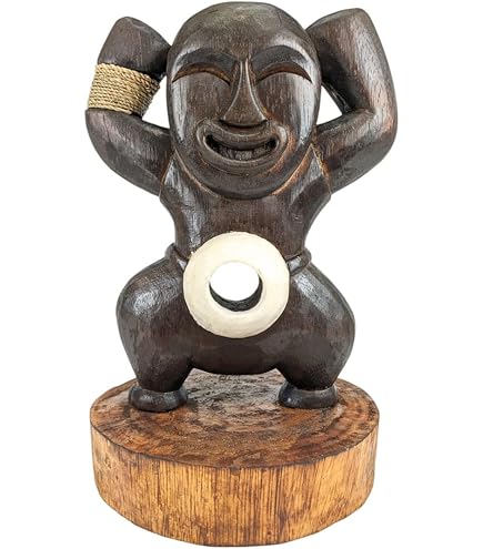 Masque Tiki Coco Papaya 30cm En Bois - Fabrication Artisanale Polynésienne, Décoration Murale Exotique