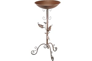 Kobolo Vogeltränke Vogelbad Futterstation RANKE - Metall Rostbraun - 33x28x61 cm