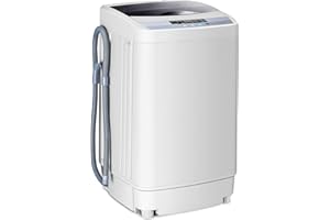 RELAX4LIFE 4,5 kg Vollautomatische Waschmaschine, Waschvollautomat mit Pumpe & Schleuder, Toplader Miniwaschmaschine mit LED-Display & 10 Programmauswahl, 310W/240W, 50 x 50 x 85 cm, Grau