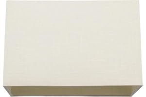 Contemporary Large Rectangular Cream Linen Fabric Lamp Shade for Table and Floor Lamp Bases | 40cm Width | Inner Luxurious Cotton Lining by Happy Homewares