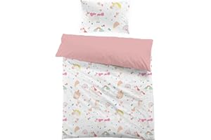 MUSOLEI Copripiumino singolo Unicorno bambina Biancheria da letto Completo letto singolo bambina Set copripiumino singolo bambini 2 Pezzi Copripiumino 135x200 e 1 federa 50X80cm Poliestere Unicorno03