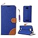 Produktbild Alcatel One Touch Pop C7 Case LifeePro Ultra Slim [Anti-Scratch] Shock Resistant Denim Pattern PU Leather Card Slots Wallet Case Stand Flip Folio Cover with Magnetic Closure for Alcatel One Touch Pop C7 Blue