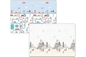 HOMTOL Alfombra de Juegos Bebe,120*180CM Alfombra Bebe Acolchada Plegable Alfombra de Doble Cara Impermeable y Lavable