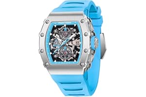 ROLLSTIMI Pagani Design YS011 Montre à Quartz pour Homme Mouvement Japonais YM92 Bracelet en Silicone étanche Sport Rectangle Carré Chronographe Squelette Montre pour Homme