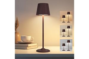 VKH Lampada da Tavolo LED Senza Fili Bronzo Rosso, Dimmerabile Tattile a 3 Colori, Design Ondulato Smontabile, Ricaricabile USB-C, Luce da Comodino Moderna per Camera, Ufficio, Esterno