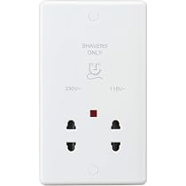 Knightsbridge Rasiersteckdose Schraubenlos – Schwarzes Nickel Mit Weißem Einsatz, 115V/230V