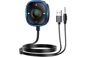 SONRU Aux Bluetooth Adapter for Car, Bluetooth 5.3 Aux Adapter with Mic Noise Cancellation, [Dual Connection&Plug-and-Play] Bluetooth Receiver for Car/Home Stereo Music Streaming and Hands-Free Calls